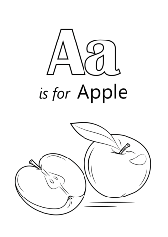 Letter A Is For Apple Coloring Page